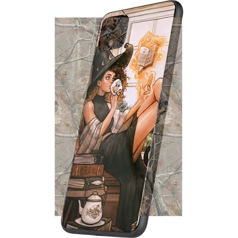 Cozy Autumn Library Witch with Cat and Coffee by Ivy Dolamore Google Pixel 4 XL Skin